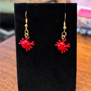New adorable Red Crab Earrings with Gold Accents comes with free gift